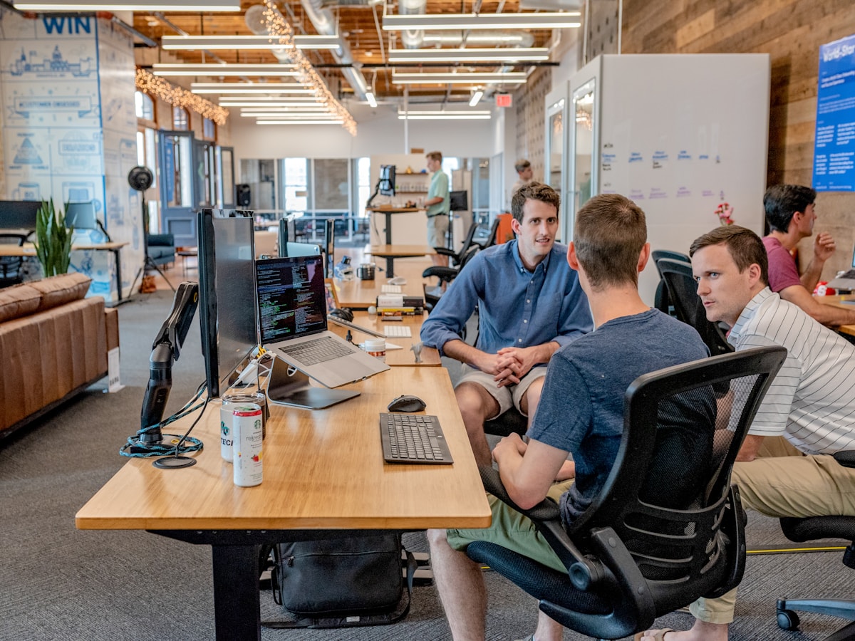 Business consultants discussing a client project